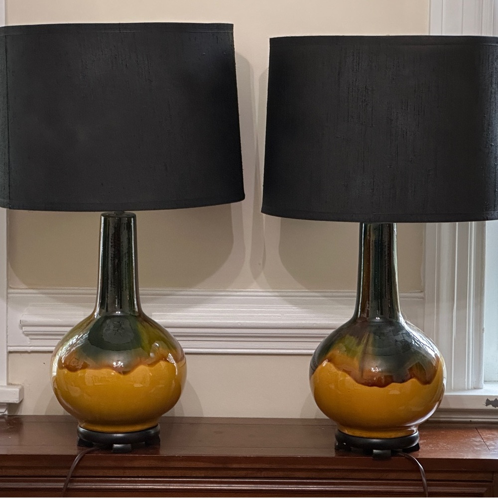 Pair of MCM style ceramic lamps